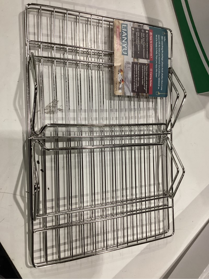 Condition photo showing New/Like New for lianyu cooling rack 15"x10" set of 2, stackable & collapsible cooling racks | stainless steel wire baking racks fits jelly roll pan, great for cooking, baking, roasting, grilling, oven & dishwasher safe