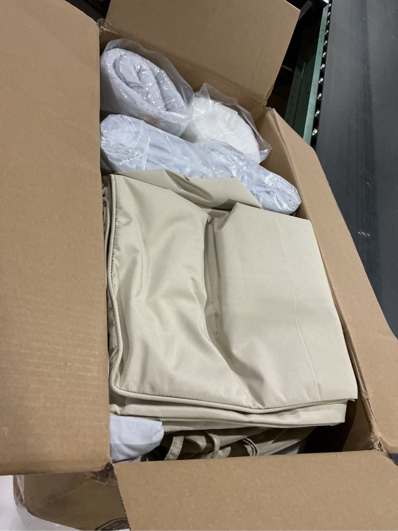 Condition photo showing Good Condition for patio chair cushions 22 x 22 inch, water resistant backrest pillow and seat cushion set for outdoor furniture, sectional sofa cushion replacments, cream, set of 4 22*22 + 22*20 inch cream 4