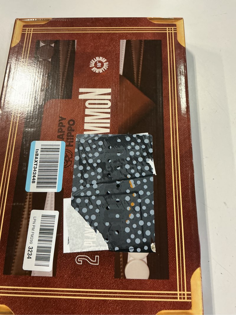 Condition photo showing New/Like New for backgammon board game, deluxe leather like case, felt interior, brown, classic backgammon game, popular board game, board games (large (18"))