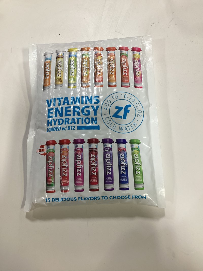 Condition photo showing New/Like New for (EXP.04/2026) Zipfizz Daily Energy Drink Powder, Variety Pack, 15 Pack | 3-in-1 Sustained Energy, Rapid Hydration, and Essential Vitamins | Sugar-Free | Electrolyte Powder | Contains Vitamin B-12 & Antioxidants Variety 0.39 Ounce (Pack of 15)