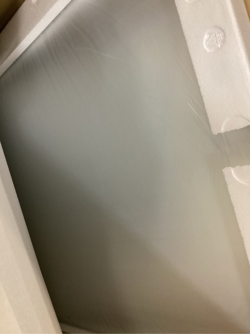 Condition photo showing Good Condition for loaao 40x32 inch brushed nickel bathroom mirror, rounded rectangle silver metal frame mirror, brushed nickel, anti-rust, shatter proof, hangs horizontally or vertically brushed nickel 40"l x 32"w