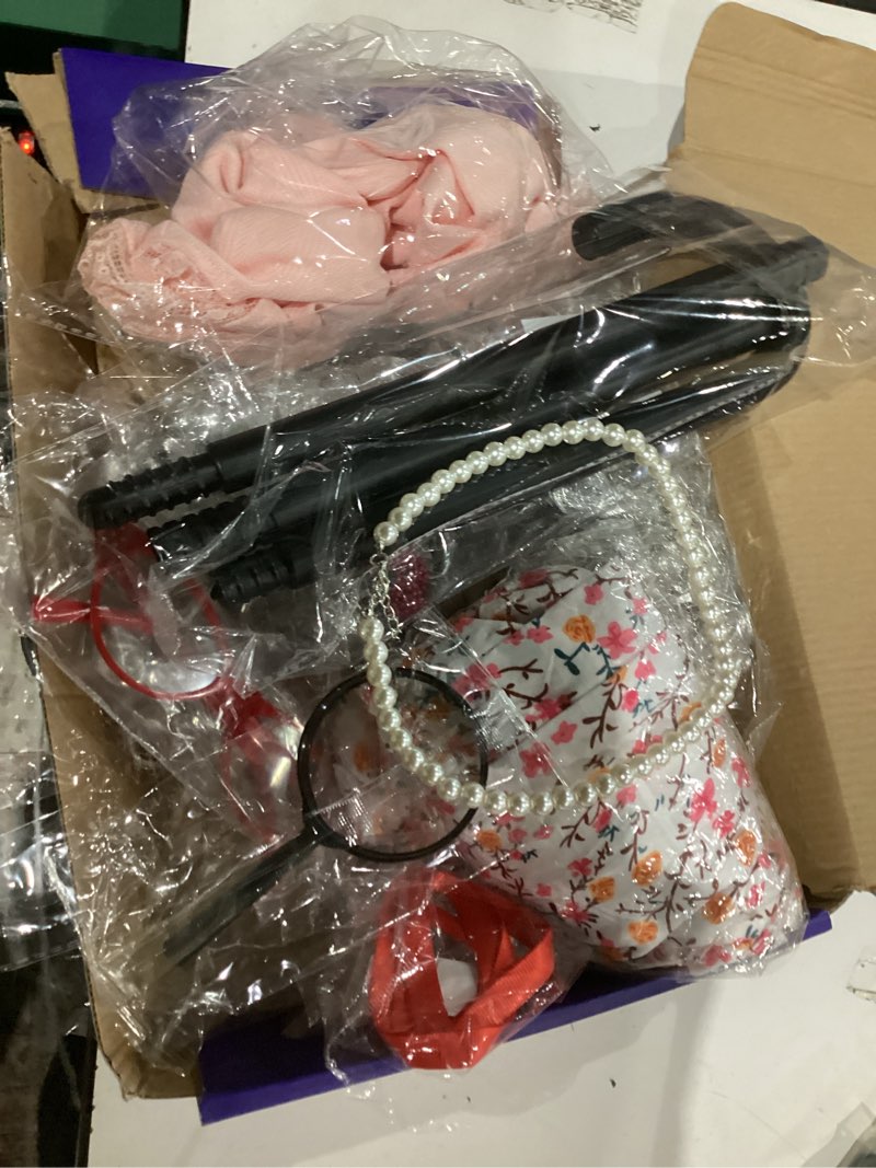 Condition photo showing As Is for Skirfy Old Lady Costume for Kids, 100 Days of School Granny Outfit Kit with Wig, Cane and Other Dress Up Accessories M(4.4-4.7ft,Age 6Y-8Y)