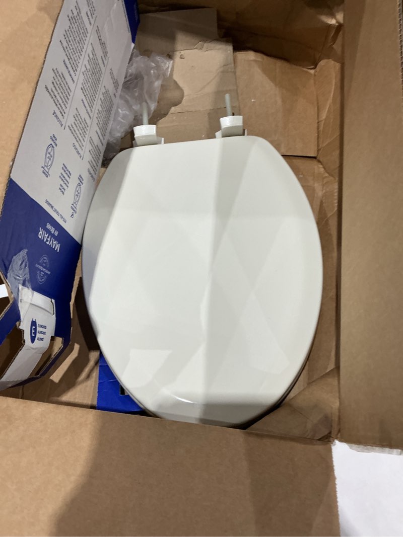 Condition photo showing Good Condition for mayfair 31slow sculptured teardrop toilet seat will slow close and never loosen, round, durable enameled wood, white