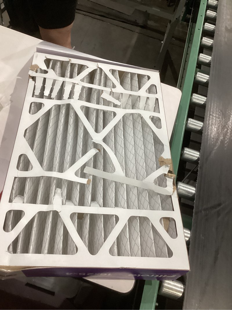 Condition photo showing As Is for filtrete 16" x 25" x 4" allergen bacteria and virus deep pleat air filter 1550 mpr: merv 12 electrostatic furnace filter