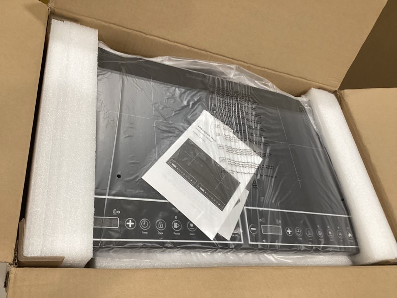 Condition photo showing New/Like New for double induction cooktop 1800w, portable 2 burner electric cooktop with button control, 10 power levels, 4-hour timer, safety lock, 110-120v