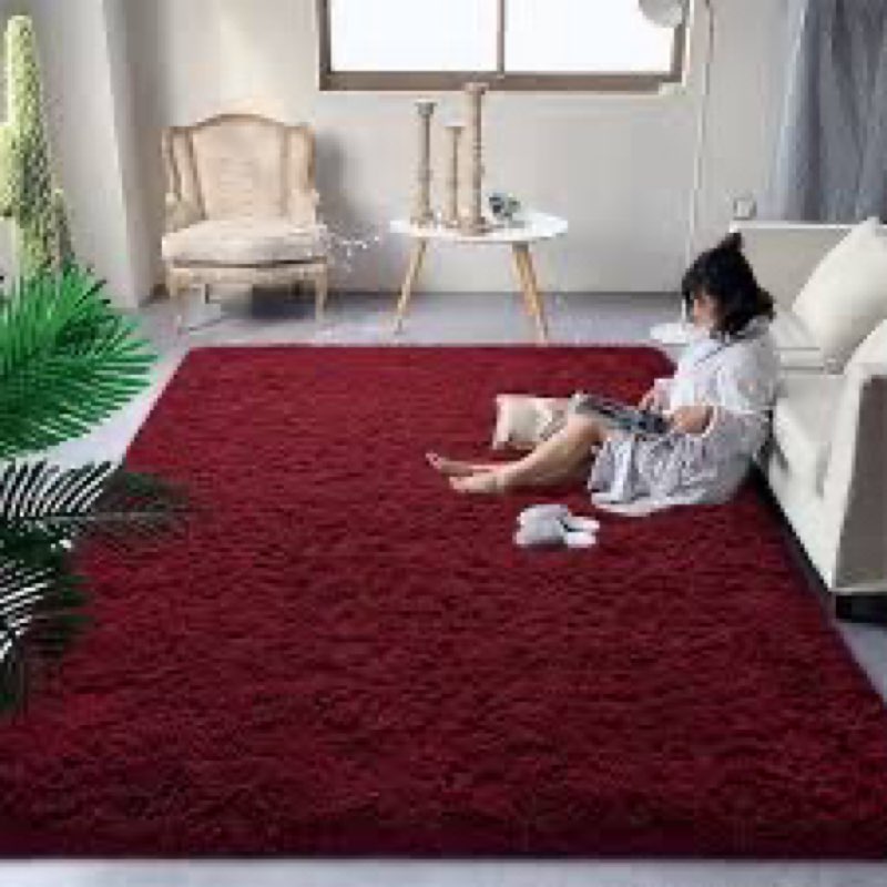 DweIke Extra Large 9x12 ft Burgundy Red Area Rugs for Bedroom Living Room, Fluffy Soft Plush Shaggy 