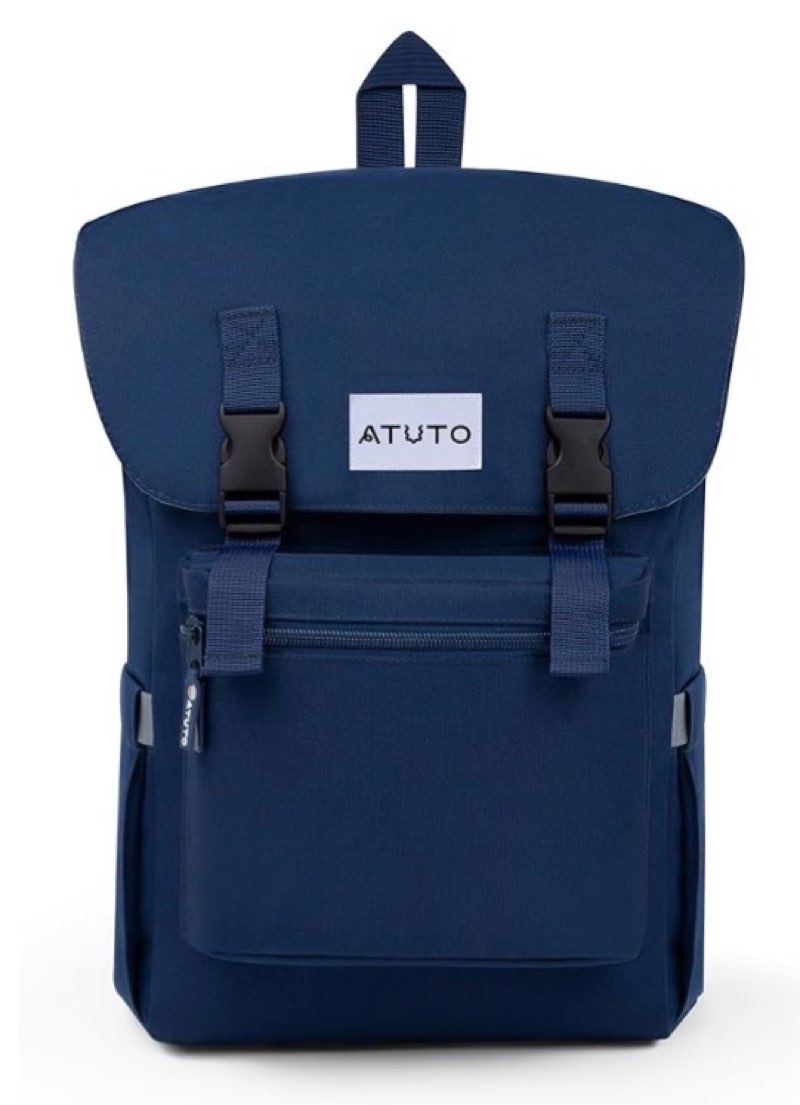 ATUTO Slim Vintage Backpack for Men and Women, Flap Backpack for Laptop till 16.5", Extra Padding, D
