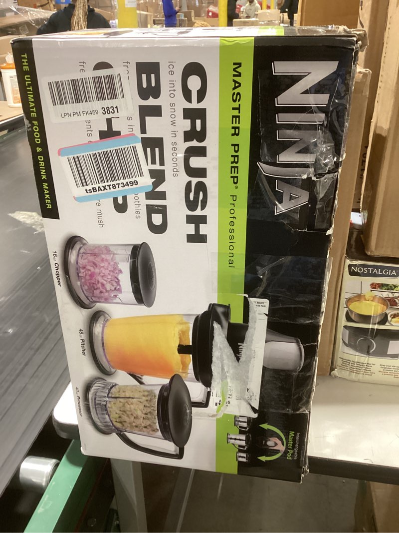 Condition photo showing Good Condition for Ninja QB1004 Blender/Food Processor with 450-Watt Base, 48oz Pitcher, 16oz Chopper Bowl, and 40oz Processor Bowl for Shakes, Smoothies, and Meal Prep,Black Black 48 ounces