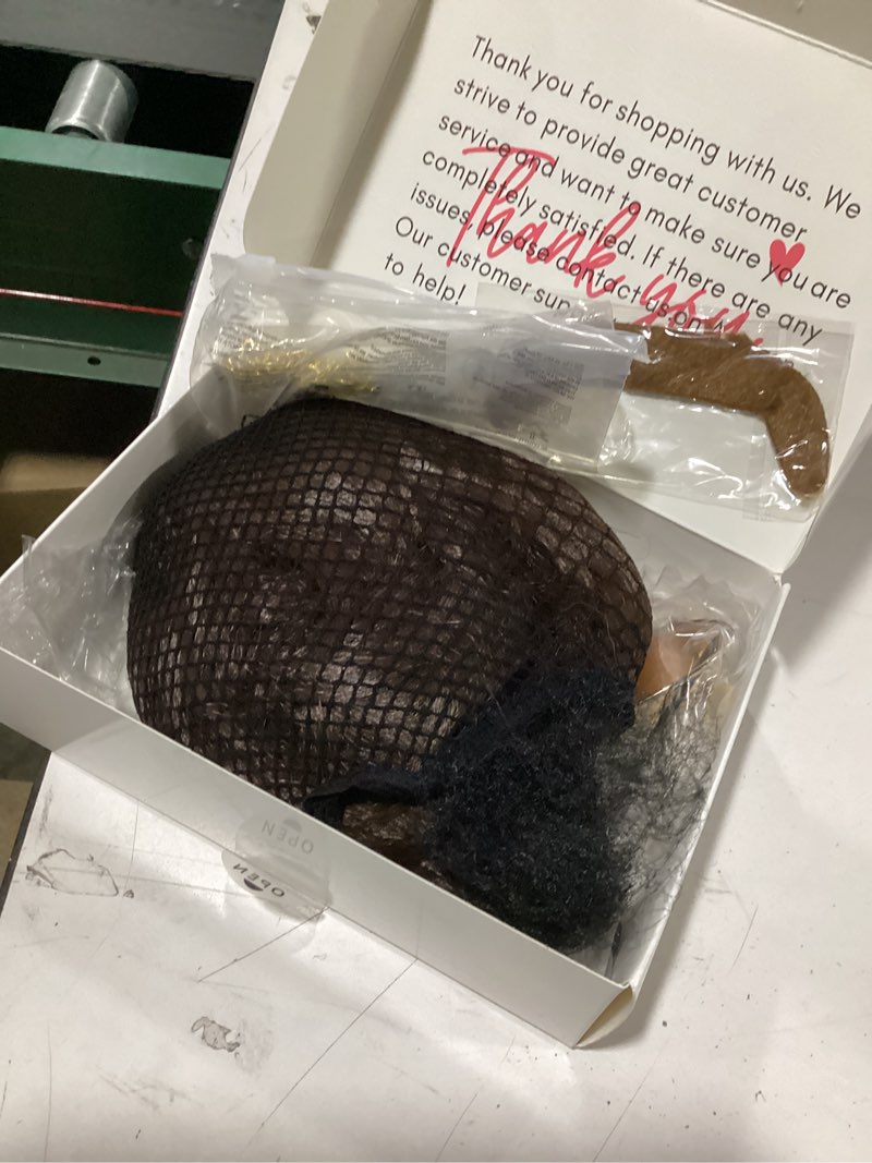 Condition photo showing New/Like New for 70s 80s Costume Wigs for Men with Mustache Glasses and Chain Short Brown Shaggy Disco Wig for Singer Rocker Hippie Retro Cosplay Halloween Party Short Brown Wig