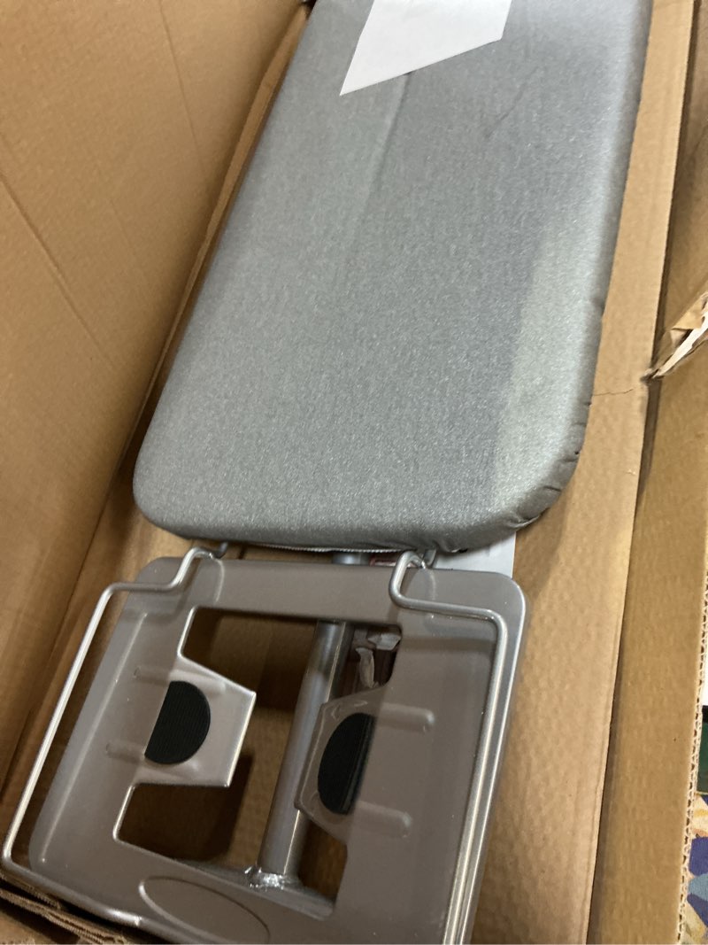Condition photo showing Good Condition for height-adjustable ironing board with steam stand, heat-resistant foldable heavy-duty ironing board with sturdy steel legs for home and dorm (grey, 43x13) gray 43"l x 13"w