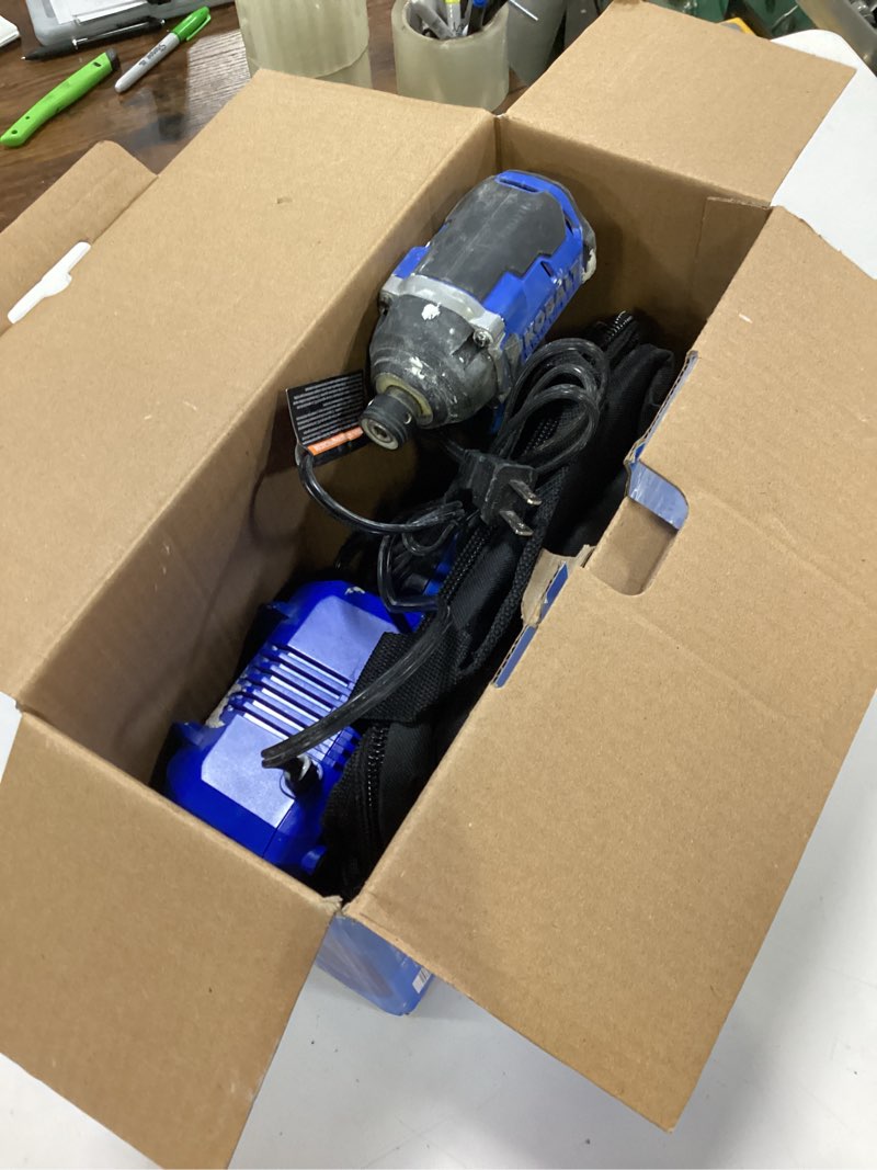 Condition photo showing As Is for kobalt 24-volt 1/4-in brushless cordless impact driver (battery and charger included with soft bag)