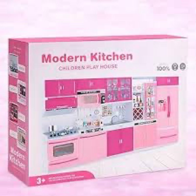 Doll Kitchen Playset for Kids, My Modern Mini Kitchen House Furniture Pretend Play Toy Accessories S