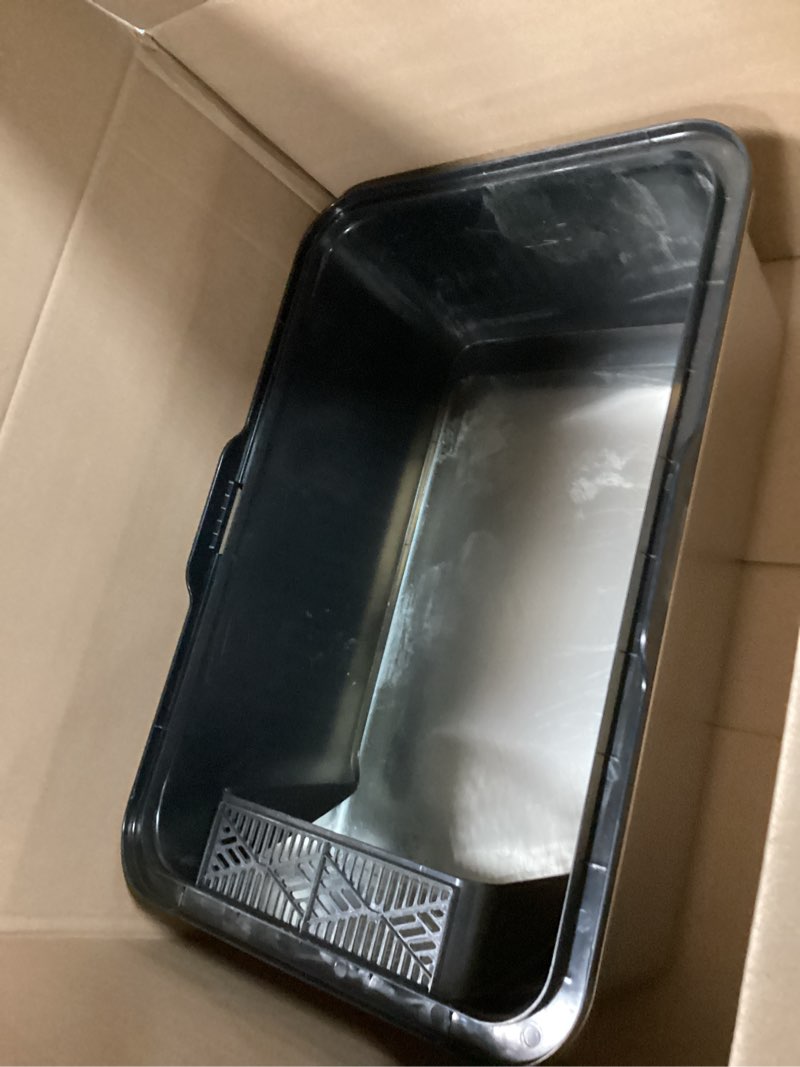 (Incomplete) Cat Litter Box Stainless Steel Cat Litter Box, Large Metal Litter Box for Cats Rabbits, Rustproof, Non Stick Smooth Surface 23.62\\\" L x 17.72\\\" W x 9.84\\\" H Cat Litter Pan(Black)
