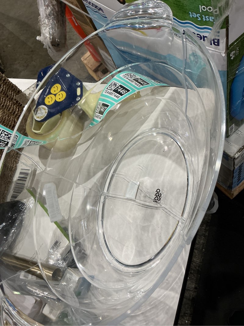 Condition photo showing As Is for oggi acrylic oval party tub - clear beverage cooler w/handles, wine cooler, beer chiller, ideal party tubs for drinks, use ice tub for indoor or outdoor bars, 18.5" x 11"