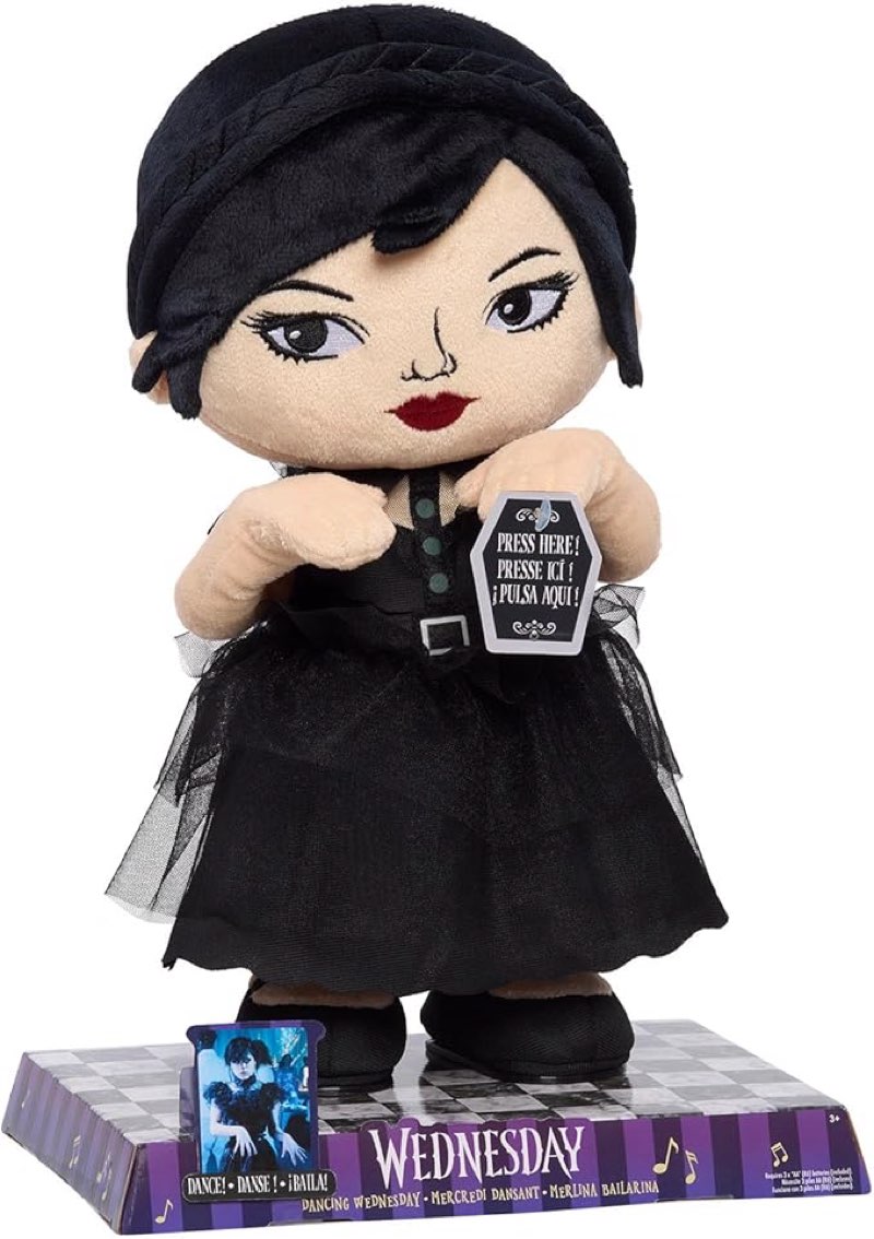 Just Play Wednesday Dancing Plush Doll with Music and Movement, 12.5-inch Dancing Plushie, Interacti