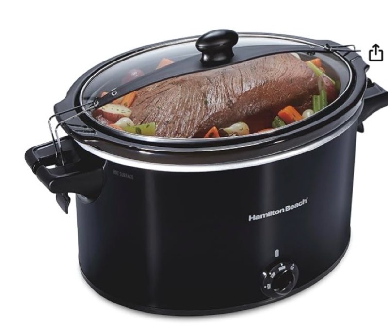 hamilton beach slow cooker, extra large 10 quart, stay or go portable with lid lock, dishwasher safe crock, black (33195)