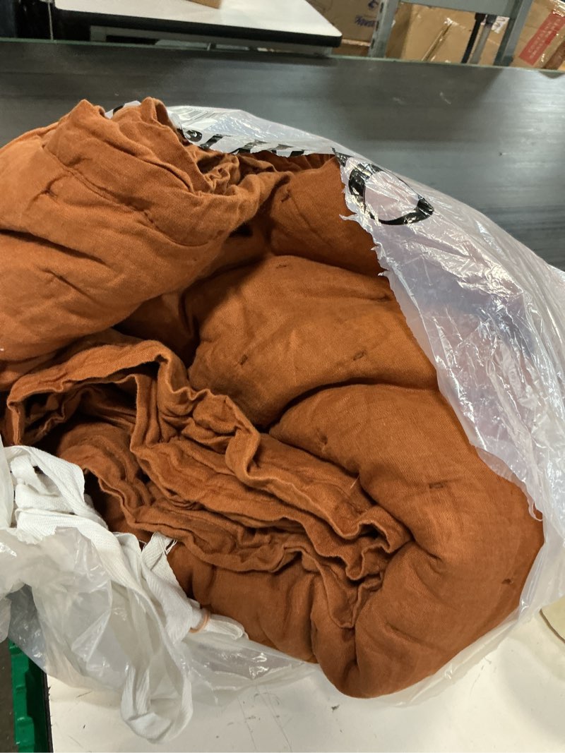 Condition photo showing As Is for european linen dream quilt set, full/queen, terracotta