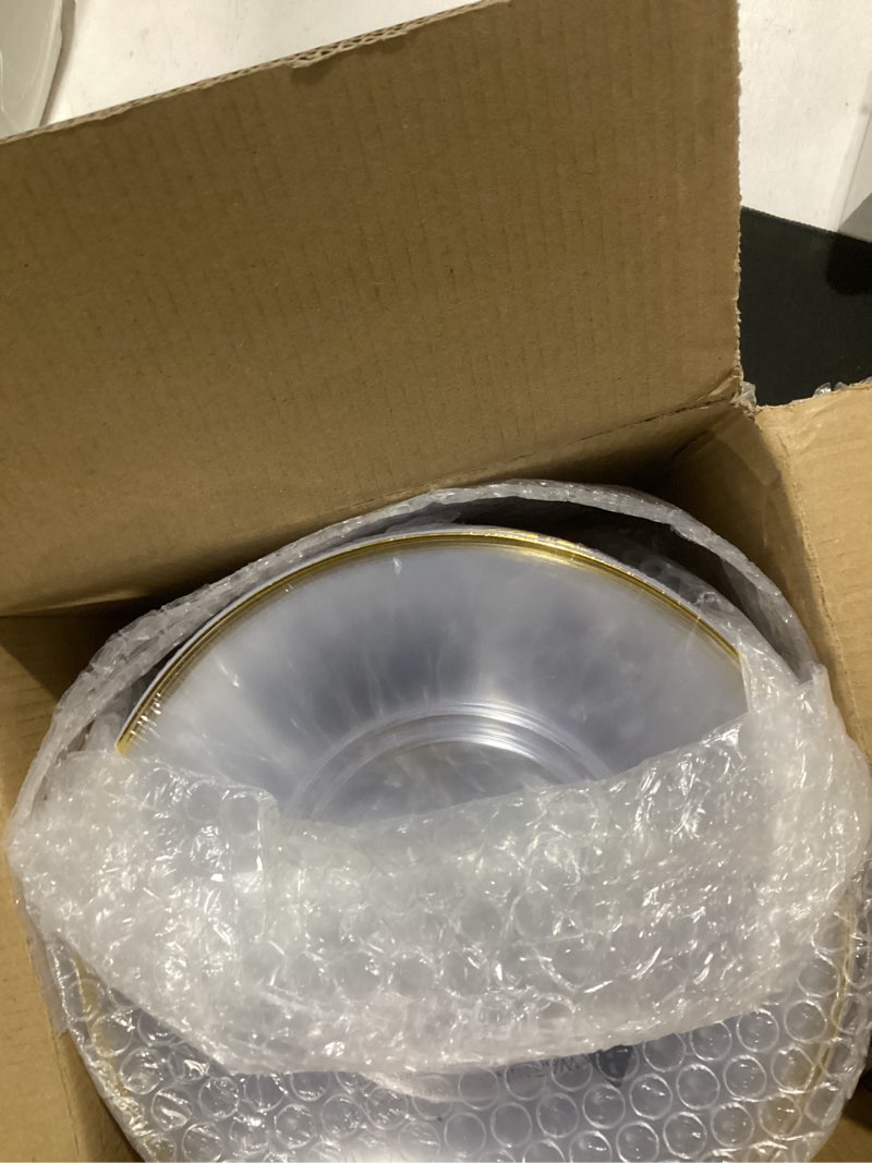 Condition photo showing New/Like New for nervure 100pieces clear and gold rim plastic plates - 7.5inch disposabl salad dessert plate - clear and gold party plates ideal for wedding & party & thanksgiving 7.5inch clear