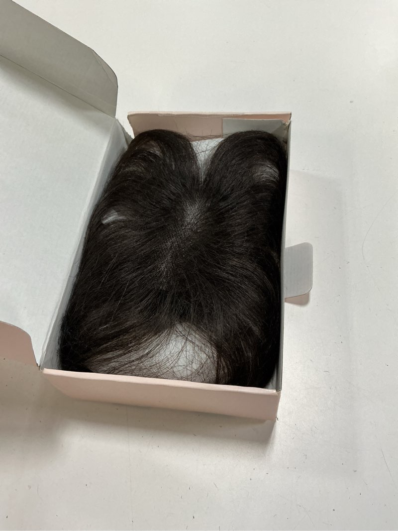Condition photo showing New/Like New for s-noilite hair toppers for women real human hair with breathable handmade base natural black 100% human hairtoppers no bangs 11inch hairpieces for women add volume daily wear 11 inch #02 dark brown(side)