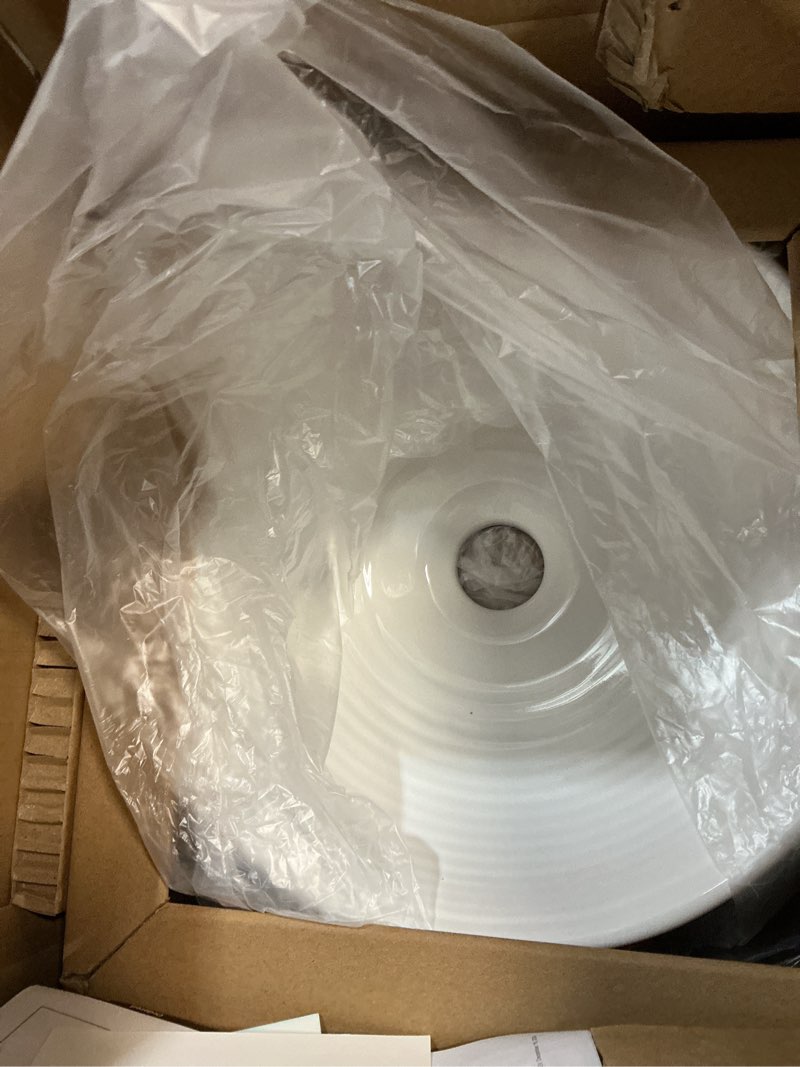 Condition photo showing New/Like New for kraus viva™ round white porcelain ceramic vessel bathroom sink, 13 in. d x 4 3/8 in. h, kcv-204gwh