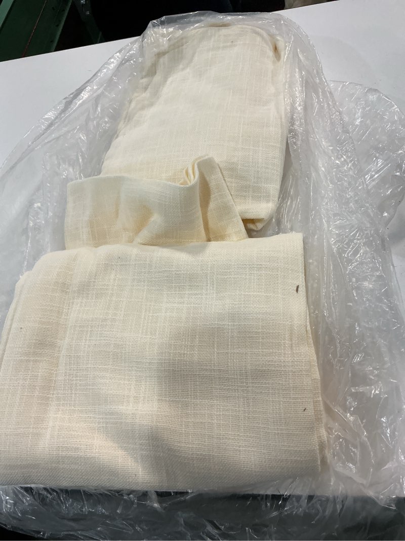 Condition photo showing As Is for cotton sheer curtain set (set of 2), 48x96, ivory