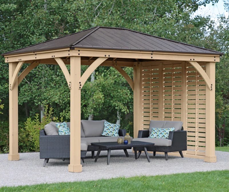 (Incomplete box 3 of 3)10' Meridian Privacy Wall ? Premium Cedar Wood Panel with Stylish Slat Design