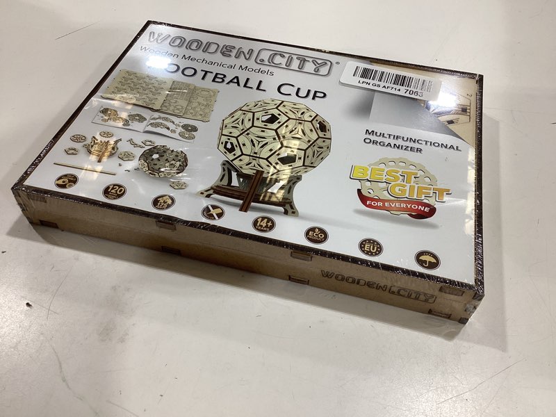 Condition photo showing New/Like New for wooden.city football cup – 3d wooden puzzle for adults & teens, multifunctional organizer with 175 p