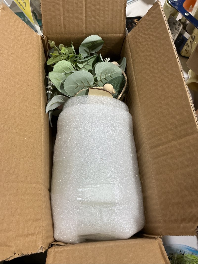Condition photo showing Good Condition for faux flowers with vase,artificial silk roses in vase, fake plant eucalyptus flower arrangement for home office farmhouse bathroom dining table centerpiece decorations coffee table decor (dusty pink)