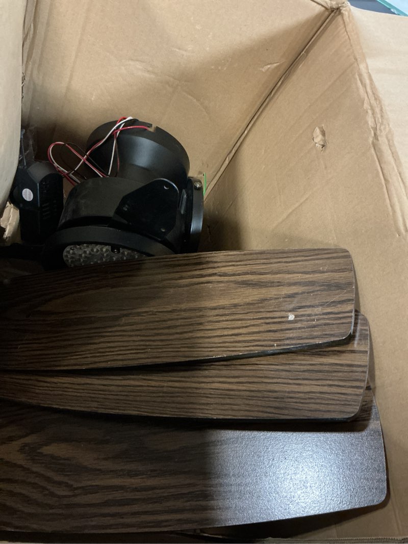 Condition photo showing As Is for (Similar)reiga 52\" Natural Wood Ceiling Fan with Light and Remote, 3 Blade Flush Mount Low Profile Ceiling Fan for Bedrooom Living Room, Quiet DC Motor Natural Wood - Flush Mount