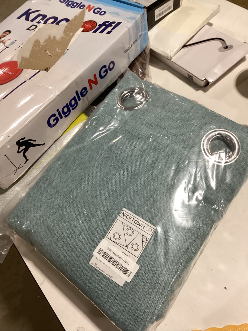 NICETOWN 100% Absolutely Blackout Linen Curtains with Thermal Insulated White Liner, Skylark Blue, 5