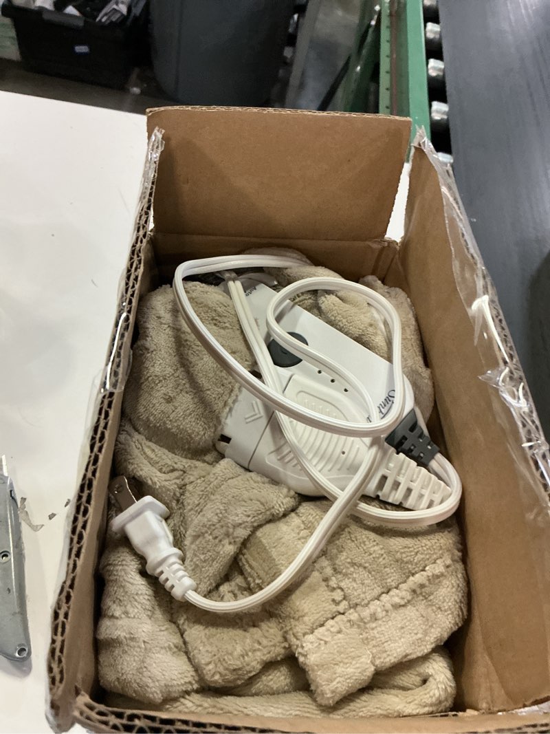 Condition photo showing As Is for Sunbeam Electric Throw Royal Luxe Microplush Heated Blanket, 4 Heat Settings, 4-Hour Auto Shut-Off, Fast Heating, Warm and Cozy, Peyote Color, 50" x 60" Peyote Throw