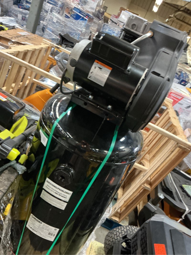 Condition photo showing As Is for 60 gal. 3.7 hp 1-phase 175 psi oil lubed belt drive stationary electric air compressor