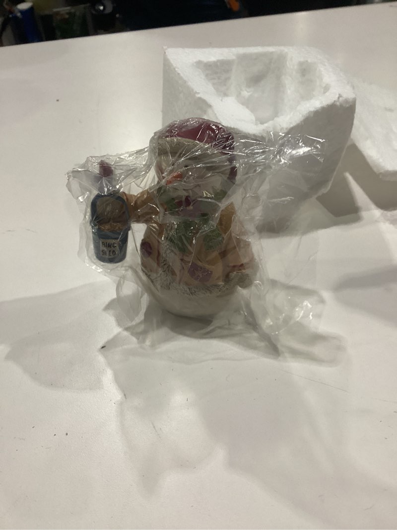 Condition photo showing New/Like New for snowman figurine christmas decorations indoor – resin snowman with bird & seed bucket, winter tabletop christmas home decor, cute seasonal ornament for holiday display