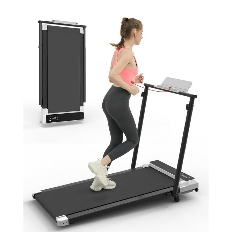 Walking Pad with Handle Bar, Incline Treadmill for Home Office, 2.5 HP Quiet, 3-in-1 Foldable Treadmill with Extra Wide Running Belt, Remote Control, LED Display