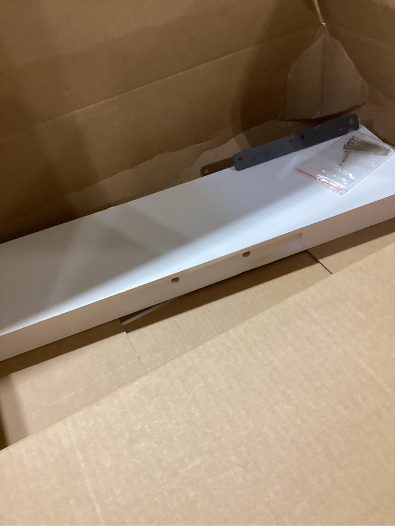 Condition photo showing Good Condition for wood floating shelves, 16 inch wall mount shelves for bathroom, living room, kitchen, bedroom, office, unfinished color natural wood 16 inch