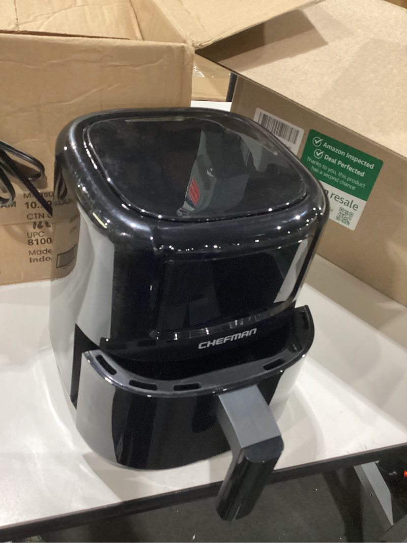 Condition photo showing Good Condition for CHEFMAN 2 Qt Mini Air Fryer – Digital Space-Saving Compact Air Fryer with Nonstick and Dishwasher Safe Basket, Quick & Easy Meals in Minutes, Features Digital Timer and Shake Reminder – Black 2 Quart Black
