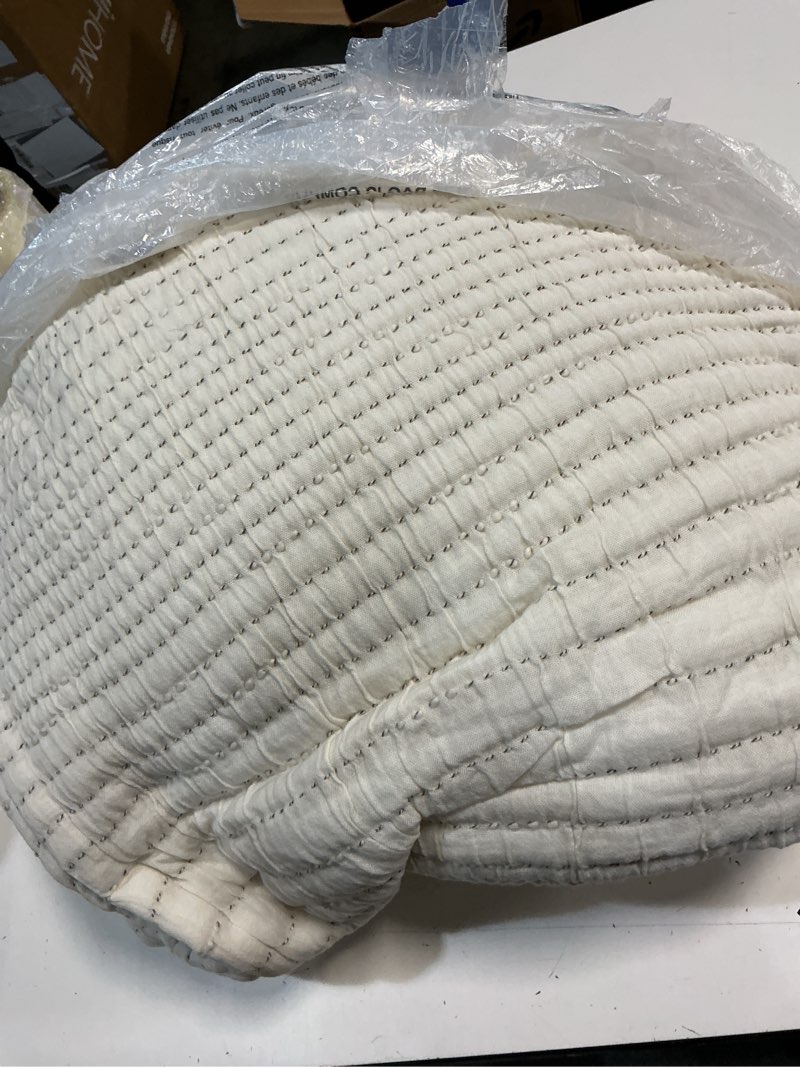 Condition photo showing As Is for quince organic cotton channel stitch coverlet set, full/queen, undyed
