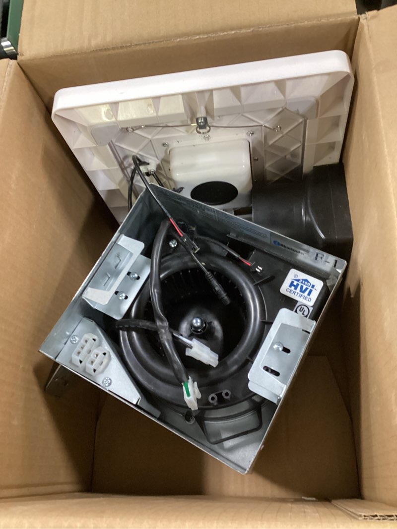 Condition photo showing As Is for home netwerks 80 cfm 1.5 sones bathroom exhaust fan with bluetooth speaker and light