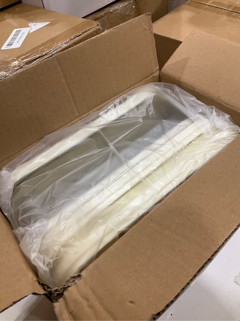 Condition photo showing As Is for Brigii Ice Cube Tray with Lid&Bin, Ice Cube Mold with 56 Cubes, Stackable Ice Trays for Freezer with Easy-Release Silicone Bottom, for Drinks, Coffee, cocktail White