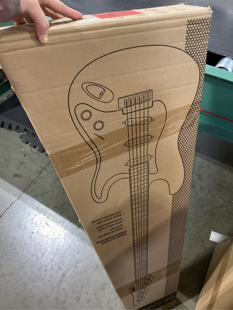 Condition photo showing New/Like New for lyxpro cs 30” electric guitar kit for beginner, intermediate & pro players with guitar, amp cable, 6 picks & learner’s guide | solid wood body, volume/tone controls, 5-way pickup - white 36" right handed white