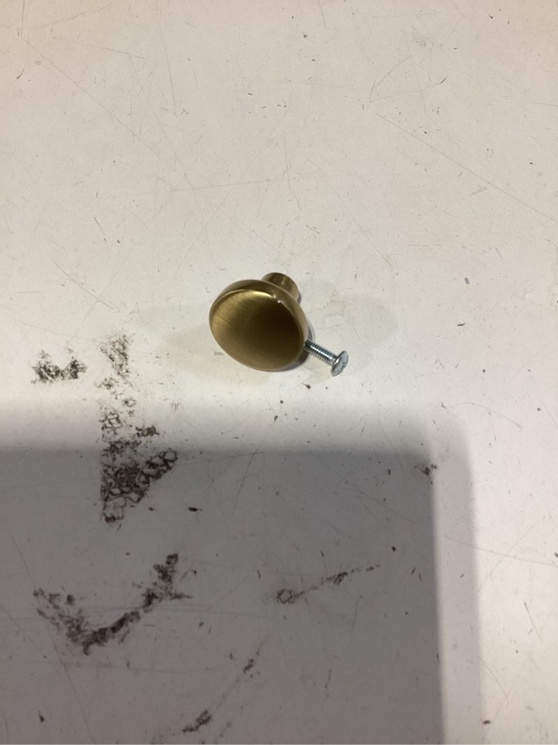 Condition photo showing As Is for allen + roth lis 1-1/4-in brushed gold round classic cabinet knob