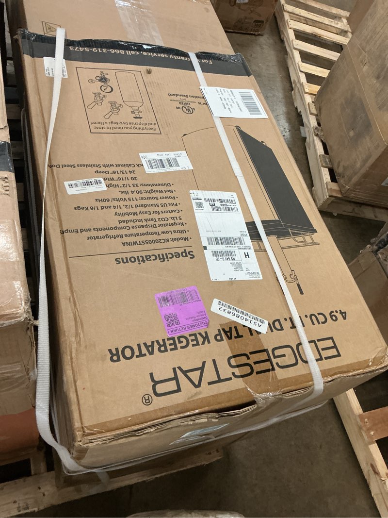 Condition photo showing New/Like New for edgestar kc2000twin full size dual tap kegerator & draft beer dispenser - black