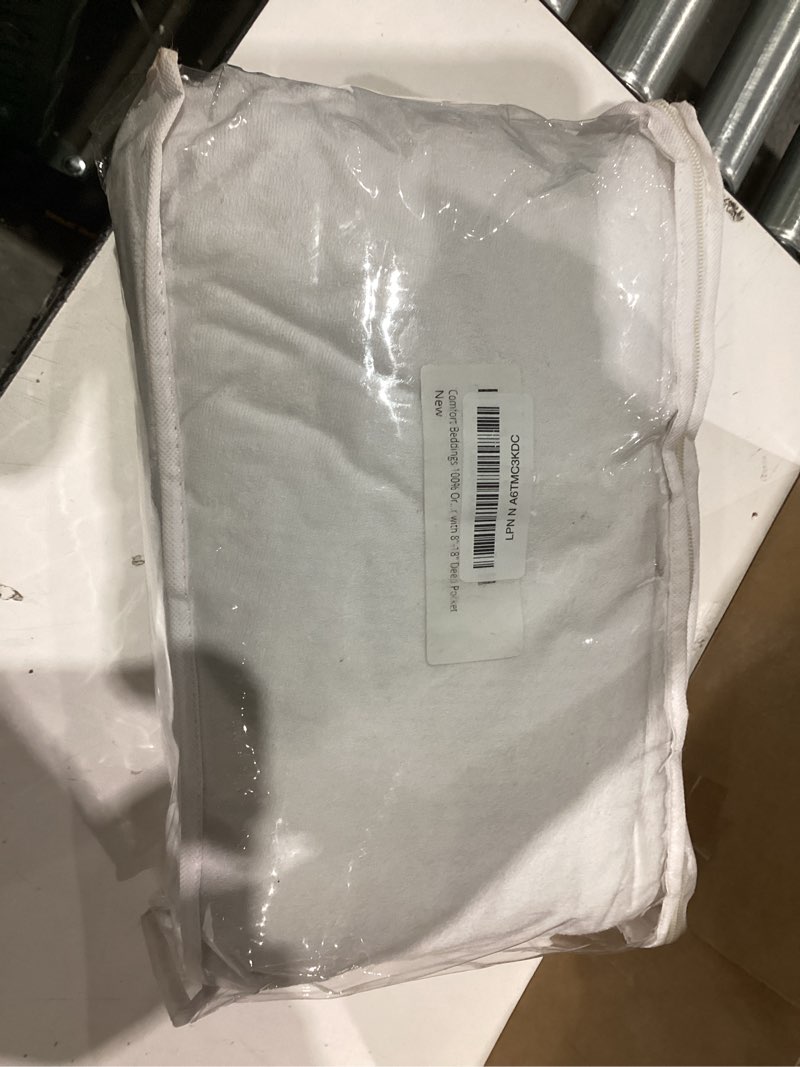 Condition photo showing Good Condition for Comfort Beddings 100% Organic Cotton Mattress Protector King Size Mattress Cover 250GSM, Waterproof, Fitted Bed Cover Protector with 8"-18" Deep Pocket White King