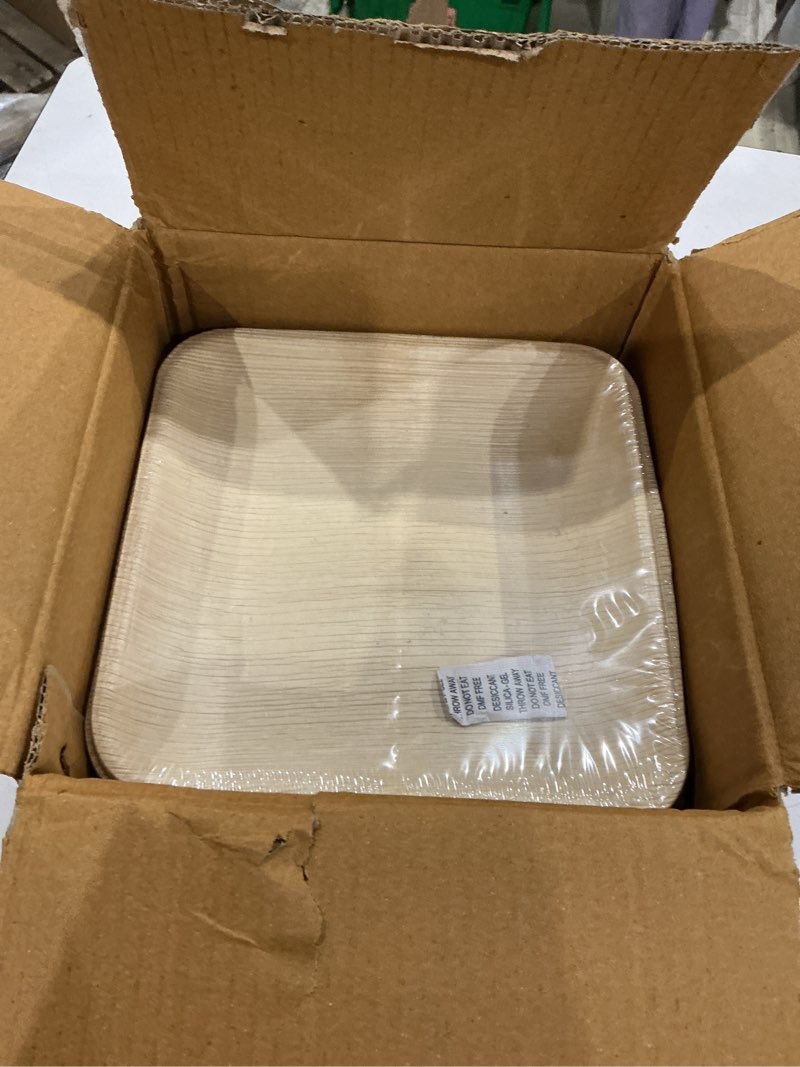 Condition photo showing Good Condition for eco soul 100% compostable 8 inch square palm leaf plates [50-pack] i premium disposable plates set i heavy duty eco-friendly bamboo plates disposable 50 8" square plates