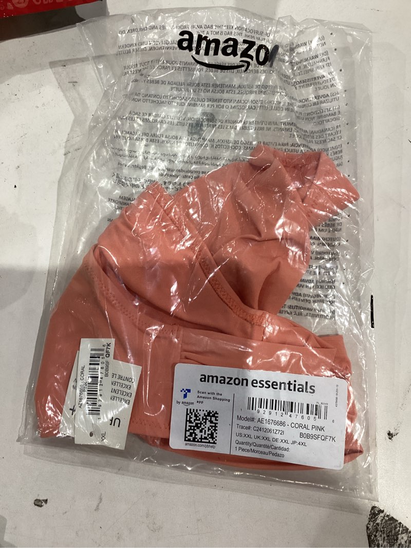 Condition photo showing New/Like New for Amazon Essentials Women's Side Tab Bikini Swimsuit Bottom XX-Large Coral Pink