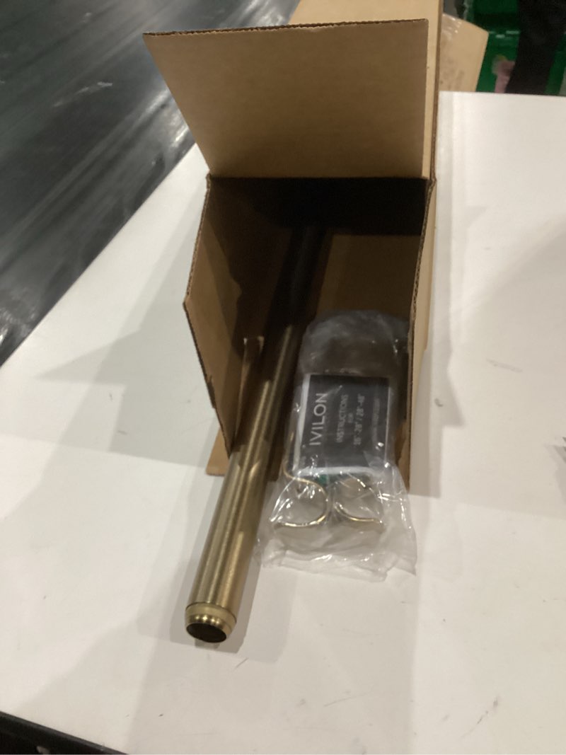 Condition photo showing As Is for Ivilon Drapery Window Curtain Rod - End Cap Style Design 1 Inch Pole. 28 to 48 Inch Color Warm Gold 28 to 48 in.