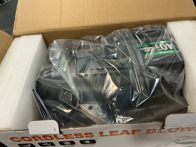 Condition photo showing New/Like New for Leaf Blower Cordless with Battery - 40V Powerful Electric Leaf Blower, 600CFM &180MPH and Variable-Speed with 5.0Ah Battery and Charger for Lawn Care, Patio, Dust, Blowing Leaves (Orange) Orange/5Ah