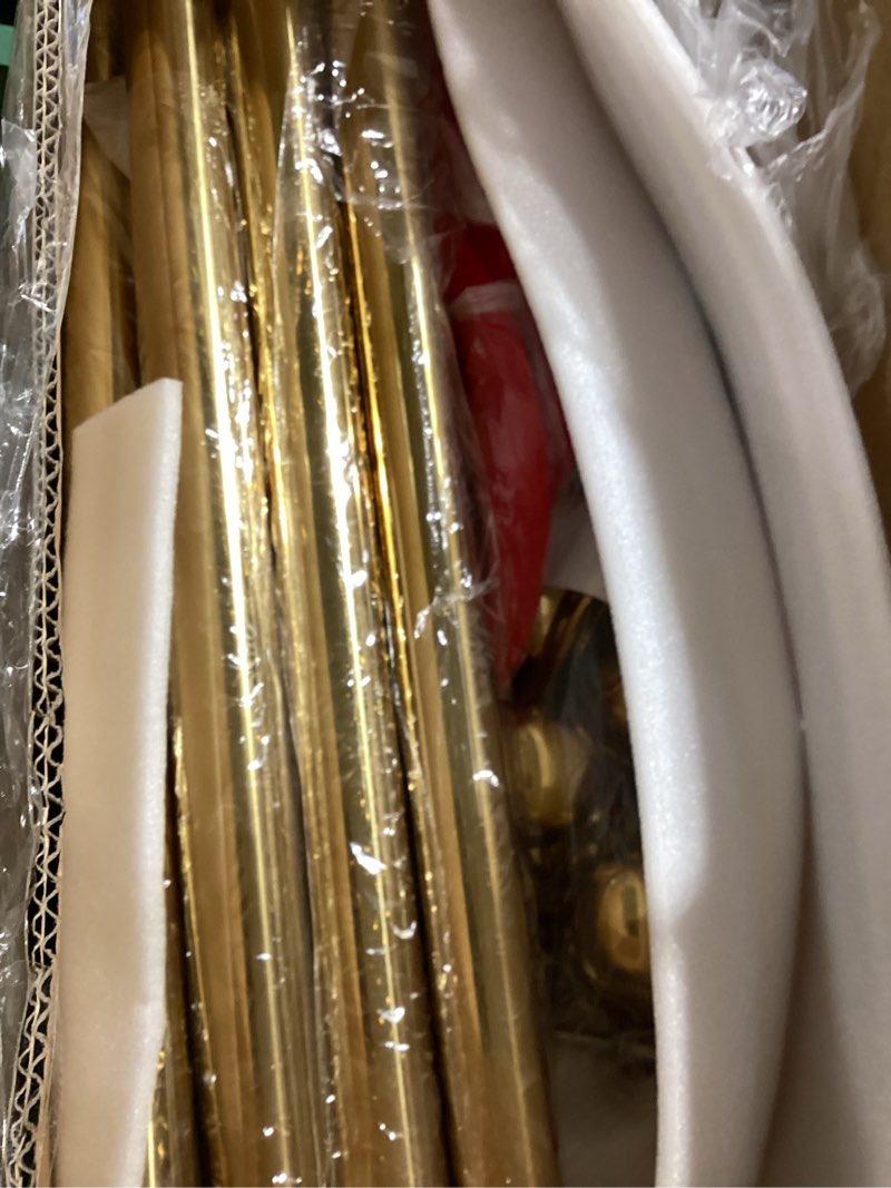 Condition photo showing Good Condition for kaiyomi 4pcs stanchions with red velvet ropes set, 5 feet velvet ropes and posts poles for red carpet party decoration and 360° photo booth (golden) ball dec golden (ball) 4