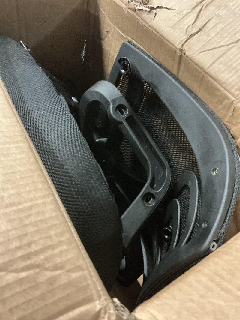 Condition photo showing As Is for dumos home office chair - ergonomic mid back mesh desk chair with lumbar support & rocking mode, height adjustable with fixed armrest, for computer, gaming, meeting, 360° swivel, black new black 1