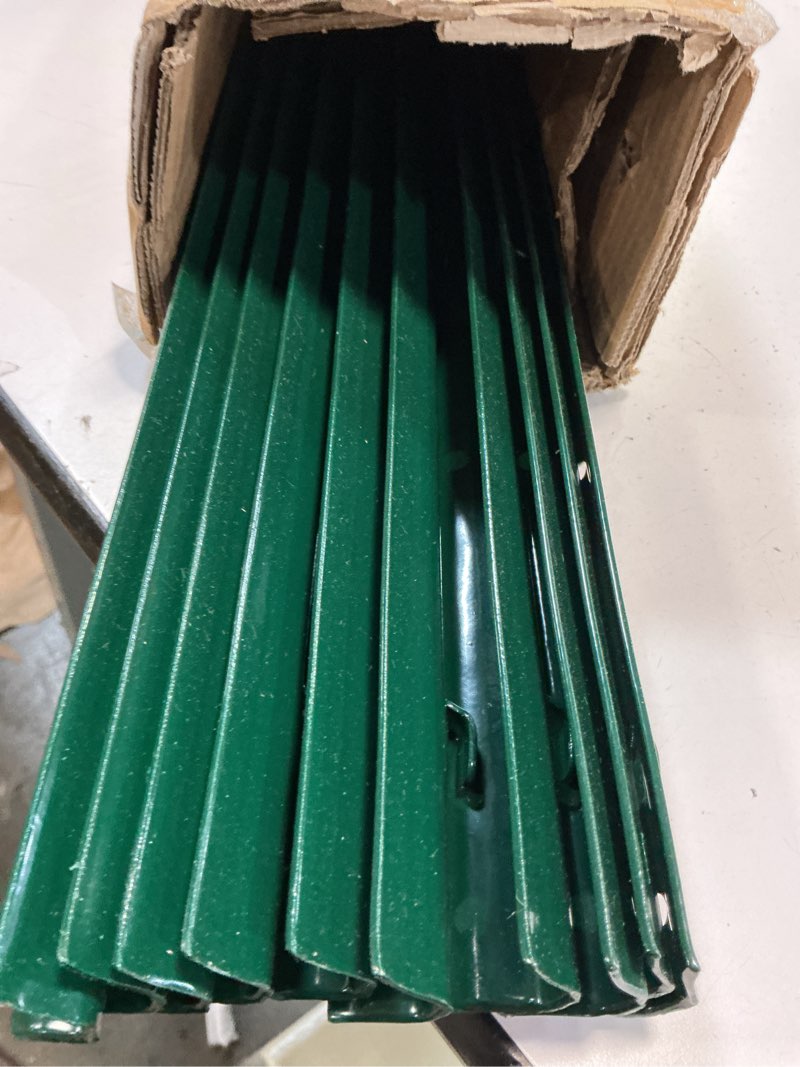 Condition photo showing Good Condition for arifaro fence posts 4 feet sturdy duty metal fence post, pack of 10, no dig garden u post for wire fencing steel post for yard, outdoor wire 4 ft green 10 pcs